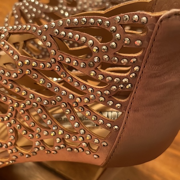 INC CHAMPAGNE SATIN SHOE W CRYSTAL BEADS NEW NEVER WORN - Picture 3 of 10